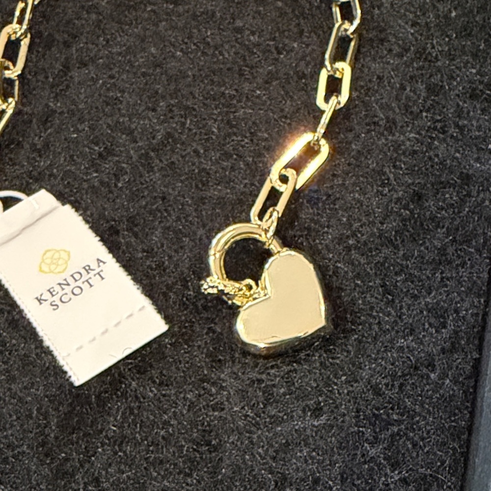 Kendra Scott Penny Gold Heart Chain Bracelet in Multi Mix/NWT - Picture 9 of 11